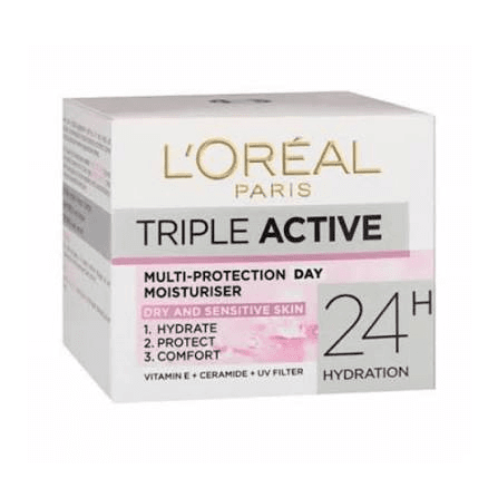 L’Oréal Triple Active day moisturiser normal to combination skin hydrating face cream UV protection moisturiser - Emart Skincare Bangladesh