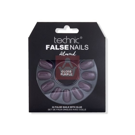 Technic Almond 24 False Nails With Glue - Gloss Purple - Emart Skincare Bangladesh