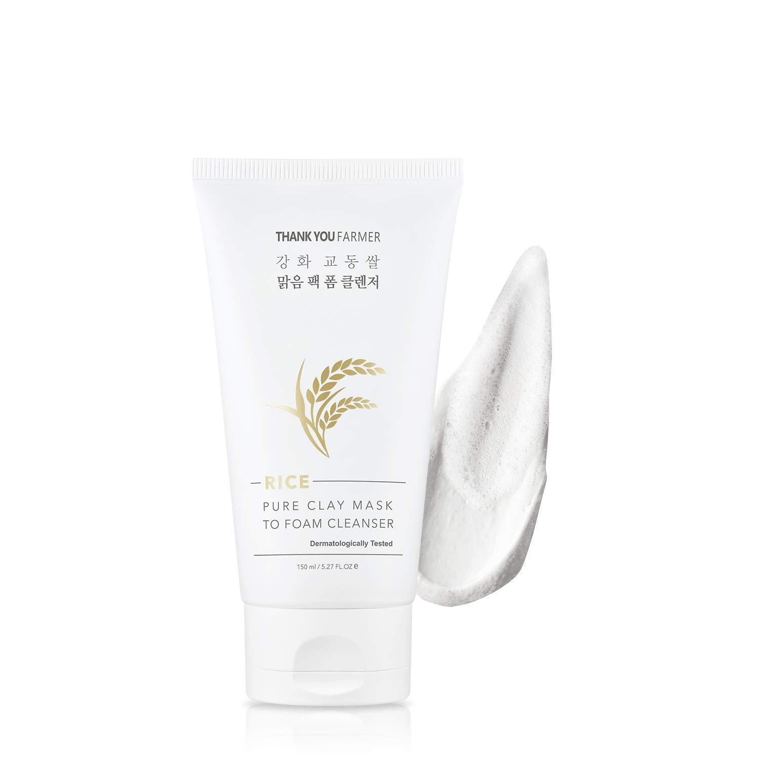 THANK YOU FARMER Rice Pure Clay Mask To Foam Cleanser 150ml - Emart Skincare Bangladesh