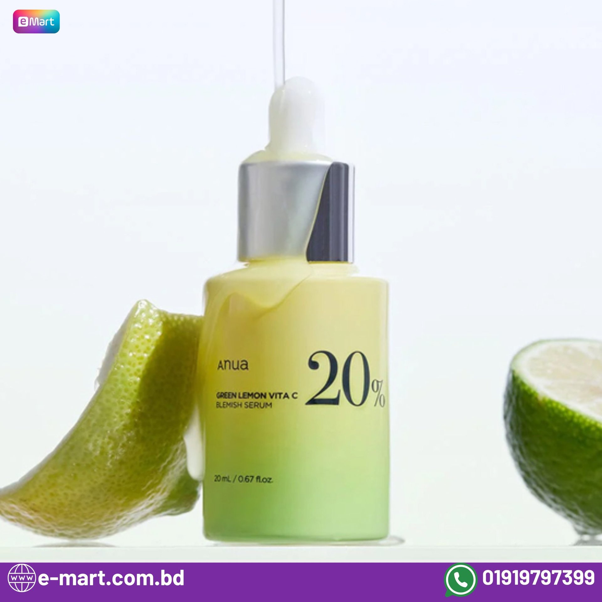 Anua Green Lemon Vita C Blemish Serum (20ml) - Emart Skincare Bangladesh