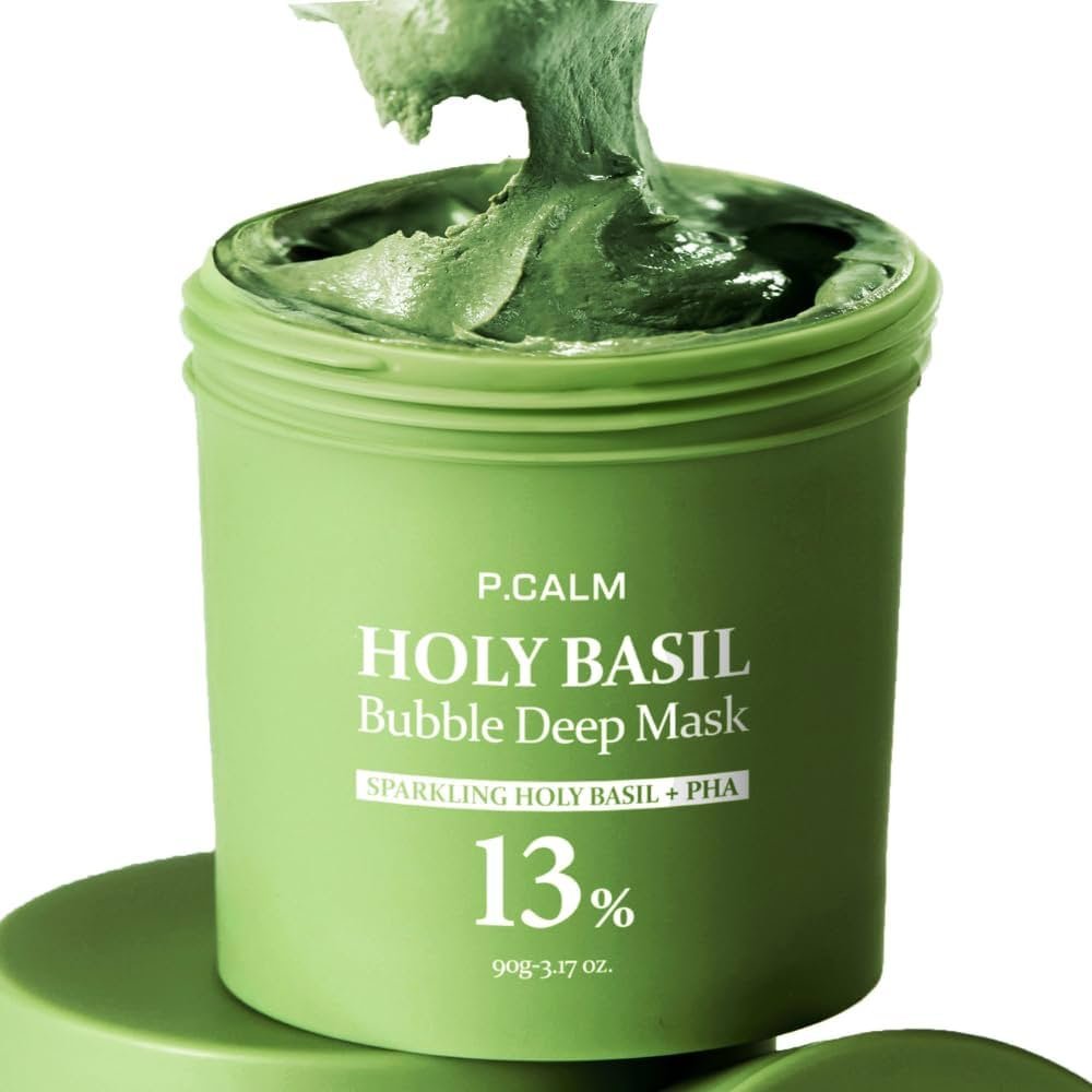 P.CALM Holy Basil Bubble Deep Mask 90g Set (+Dual Pore Brush) - Emart Skincare Bangladesh