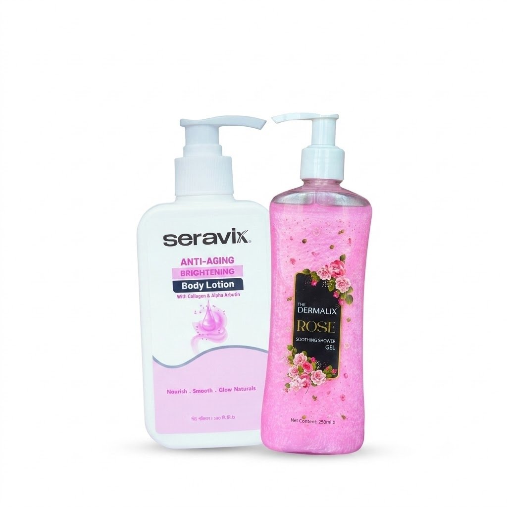 RADIANT Body Duo Buy Seravix Anti Aging Brighening Body Lotion 240ml Get 1 The Dermalix Rose Soothing Shower Gel 250ml Free - Emart Skincare Bangladesh