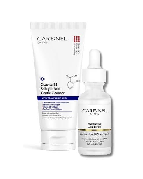 Acne Combo (Carenel Niacinamide 10% Zinc 1% Serum 30ml & Carenel Cicavita B5 Salicylic Acid Gentle Cleanser 150ml)