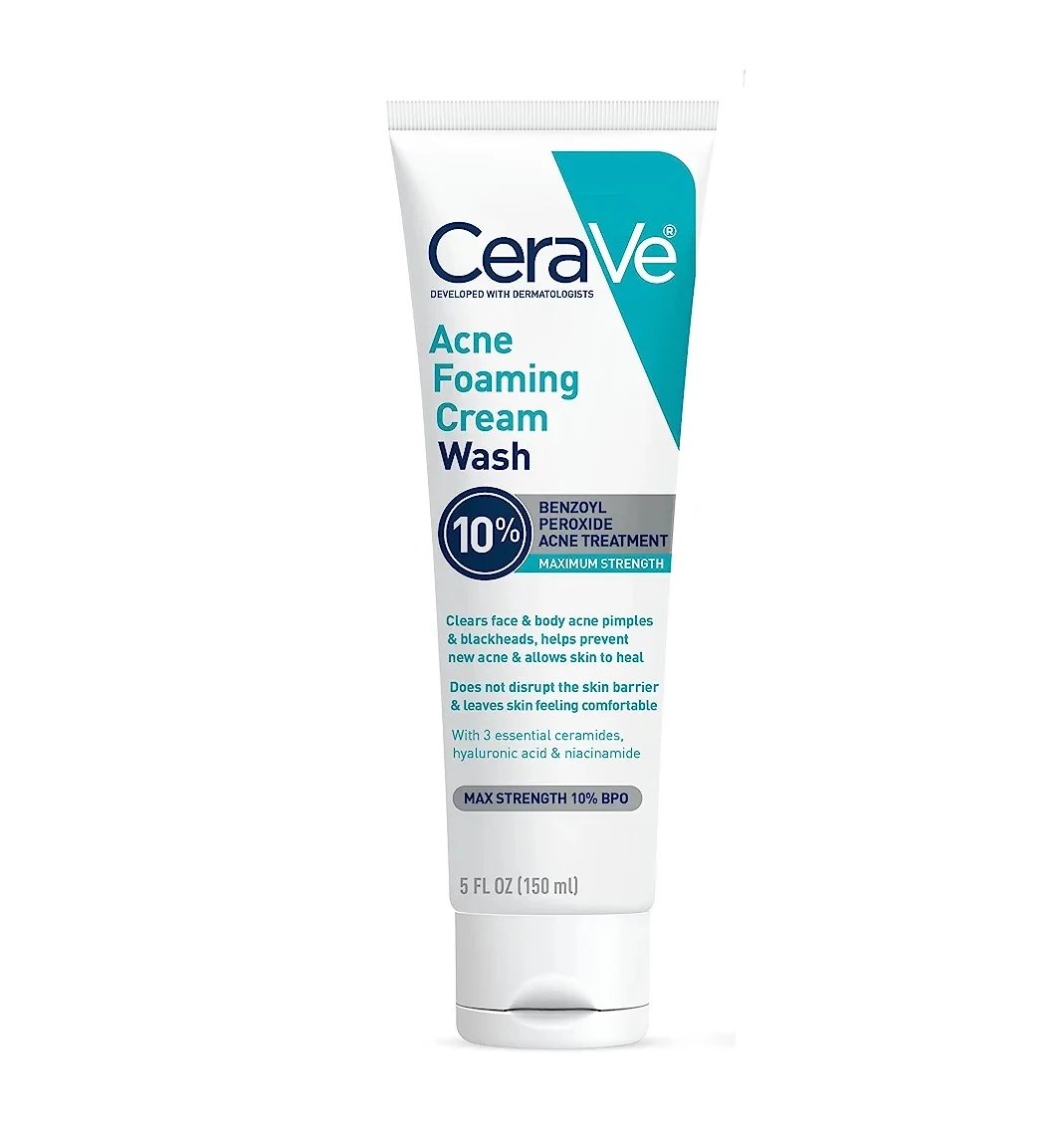 CeraVe Acne Foaming Cream Wash 150ml (10% Benzoyl Peroxide) - Emart Skincare Bangladesh
