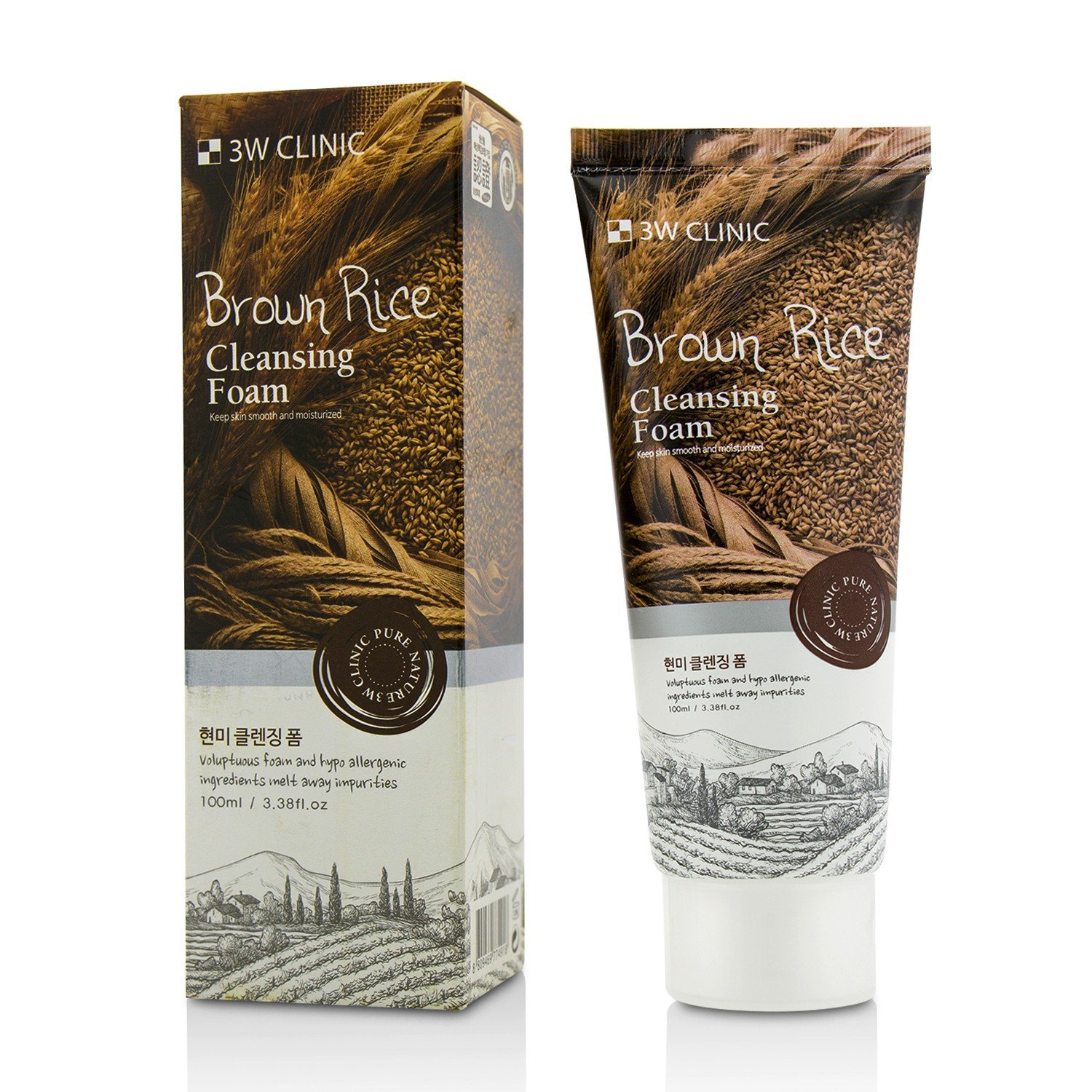 3W CLINIC Pure Natural Brown Rice Cleansing Foam 100ml - Emart Skincare Bangladesh