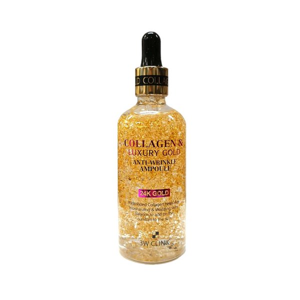 3W Clinic Collagen & Luxury 24K Gold Anti Wrinkle Ampoule 55ml - Emart Skincare Bangladesh