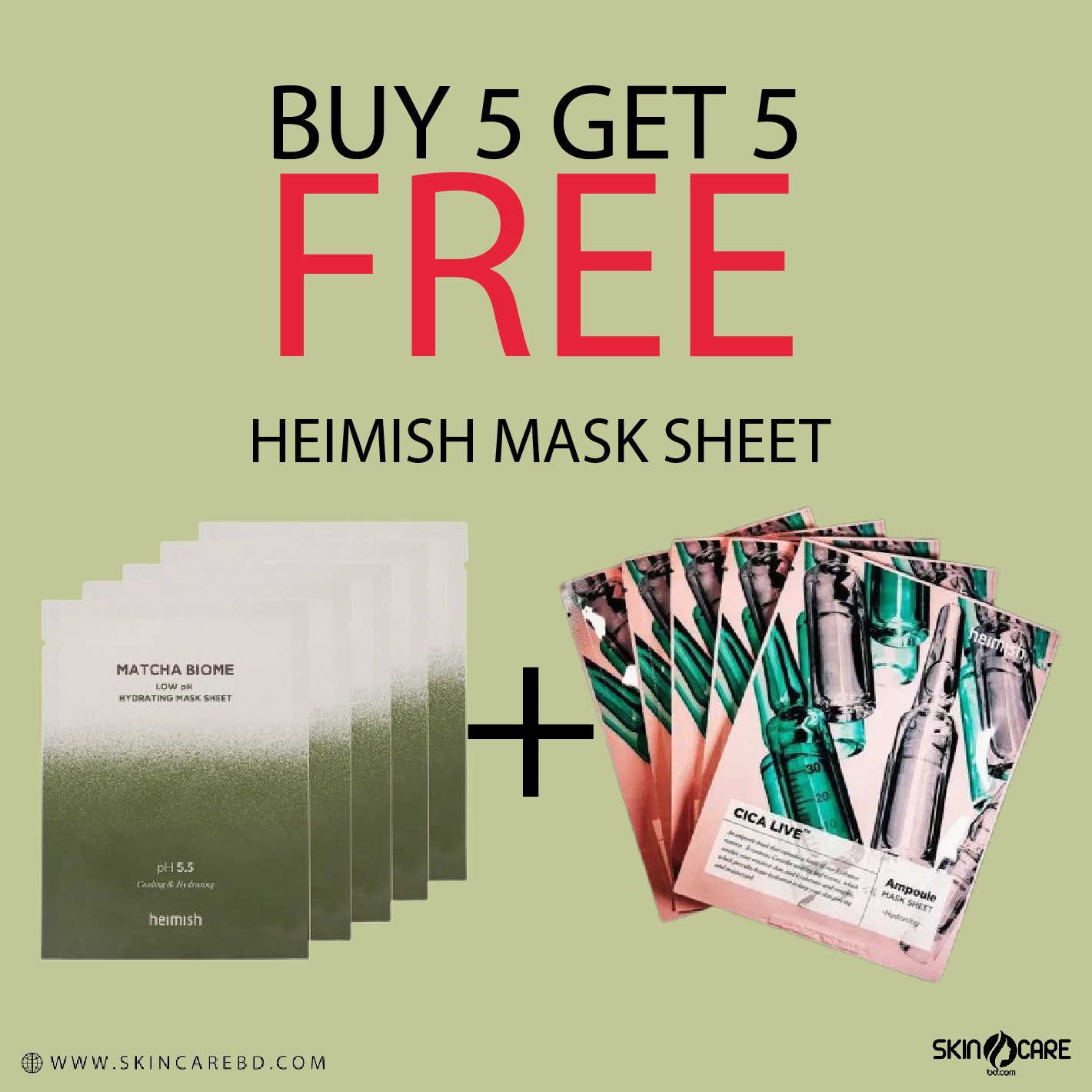 Heimish Sheet Mask BUY 5 GET 5 FREE - Emart Skincare Bangladesh