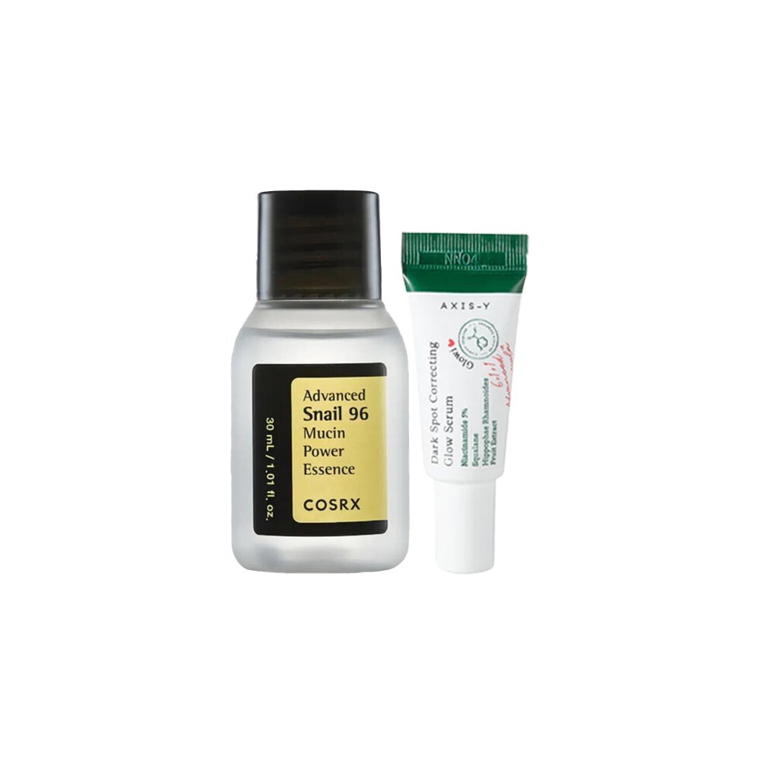 Glass Skin Combo: Cosrx Snail 96 Essence 30 ml + Axis-Y Dark Spot Serum 5 ml - Emart Skincare Bangladesh