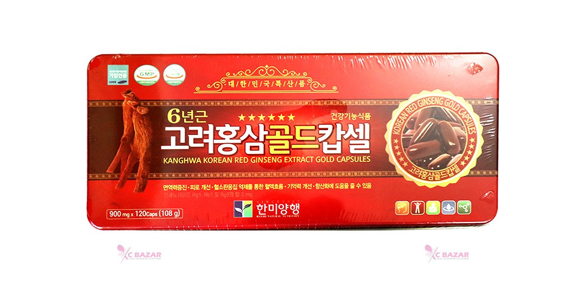 Korean Red Ginseng Gold Capsules 120Caps - Red Boxed - Emart Skincare Bangladesh