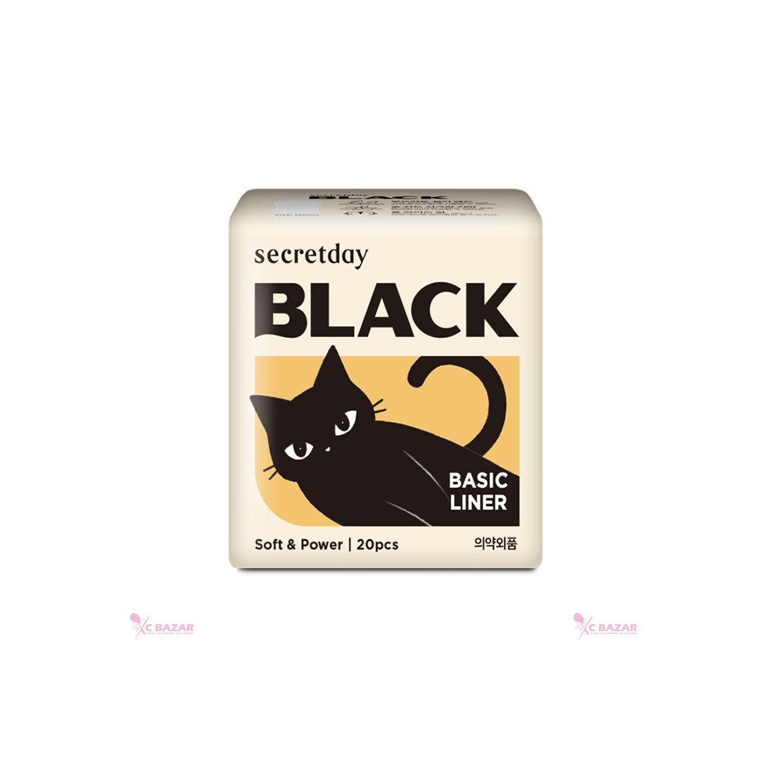 Secretday Black Sanitary Pads Basic Liner 20pcs - Emart Skincare Bangladesh