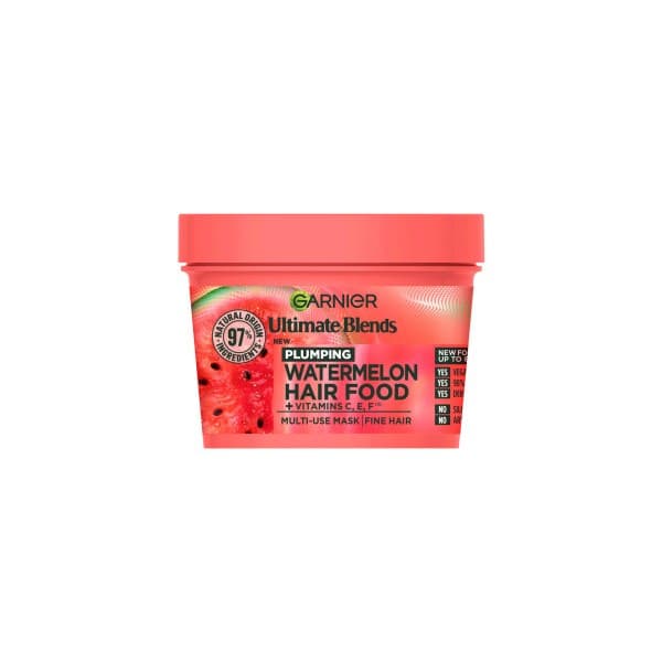 Garnier Ultimate Blends Plumping Watermelon Hair Food + Vitamin C, E, F Multi-Use Mask 400ml - Emart Skincare Bangladesh