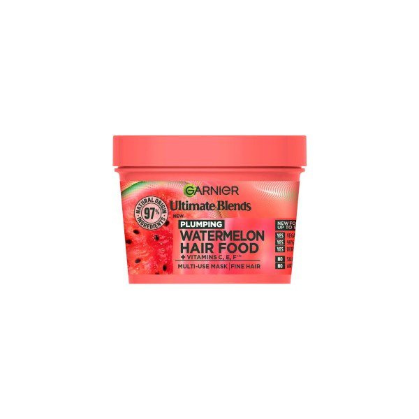 Garnier Ultimate Blends Plumping Watermelon Hair Food + Vitamin C, E, F Multi-Use Mask 400ml - Emart Skincare Bangladesh