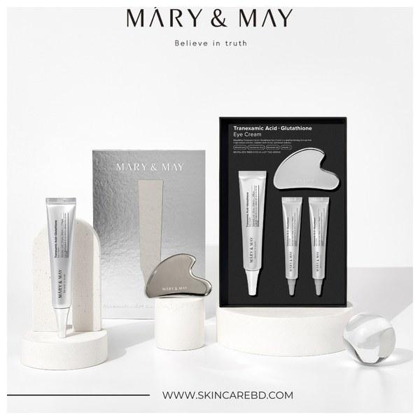 Mary&May Tranexamic Acid+ Glutathione Eye Cream Kit Set (30g+12g*2+gua sha) - Emart Skincare Bangladesh