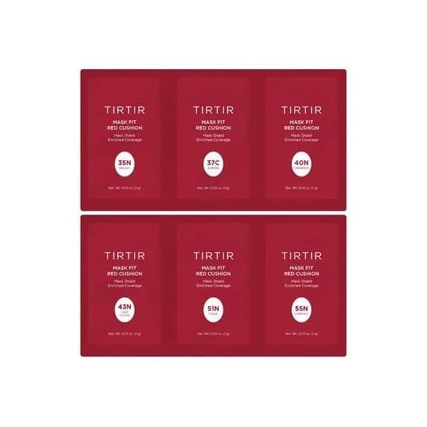 TIRTIR Mask Fit Red Cushion 6 Shade Trial Kit (35N/37C/40N,43N/51N/55N) - Emart Skincare Bangladesh