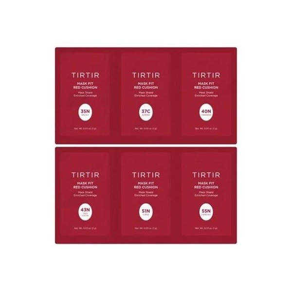 TIRTIR Mask Fit Red Cushion 6 Shade Trial Kit (35N/37C/40N,43N/51N/55N) - Emart Skincare Bangladesh