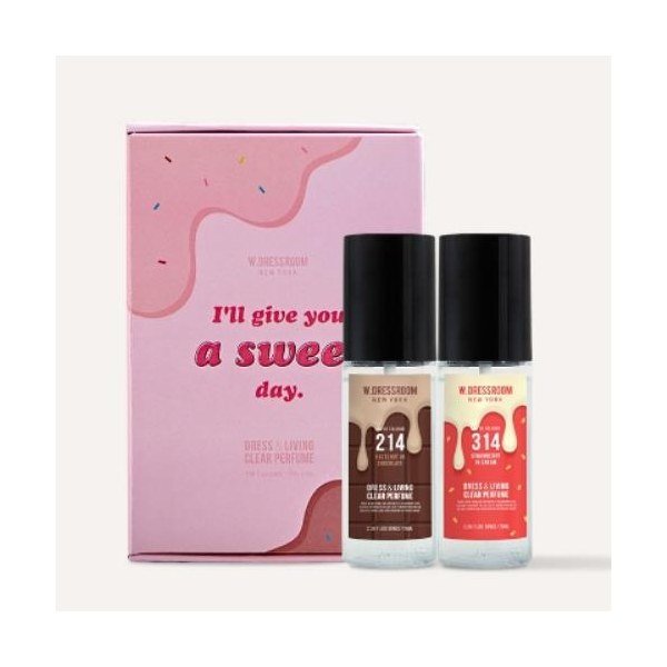 W.DRESSROOM Dress&Living Clear Perfume GIFT SET (No.214 Hazelnut In Chocolate 70ml + No.314 Strawberry) - Emart Skincare Bangladesh