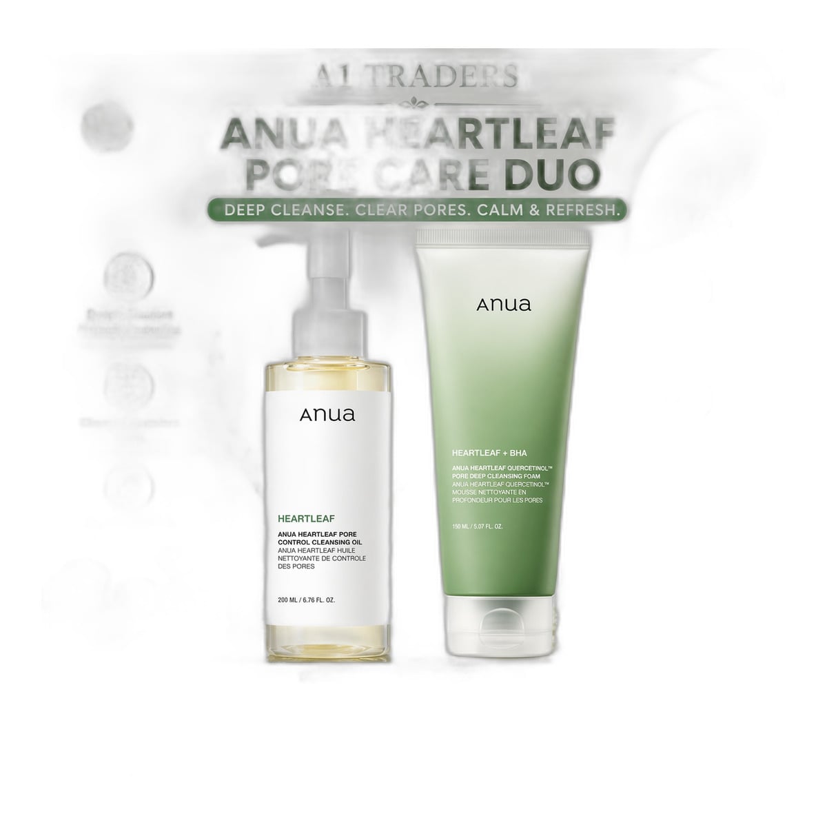 ANUA Heartleaf Cleansing Oil (200ml) & Foam Cleanser (150ml) Pore Care Duo