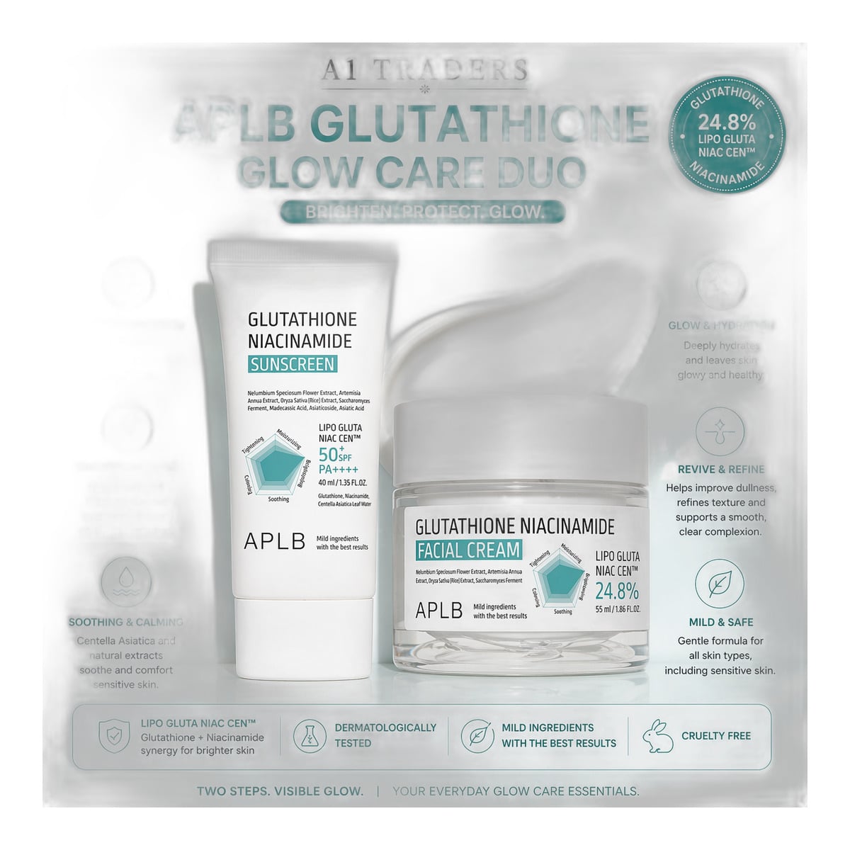 APLB Glutathione Glow Care Duo (sunscreen 40ml + cream 55ml)