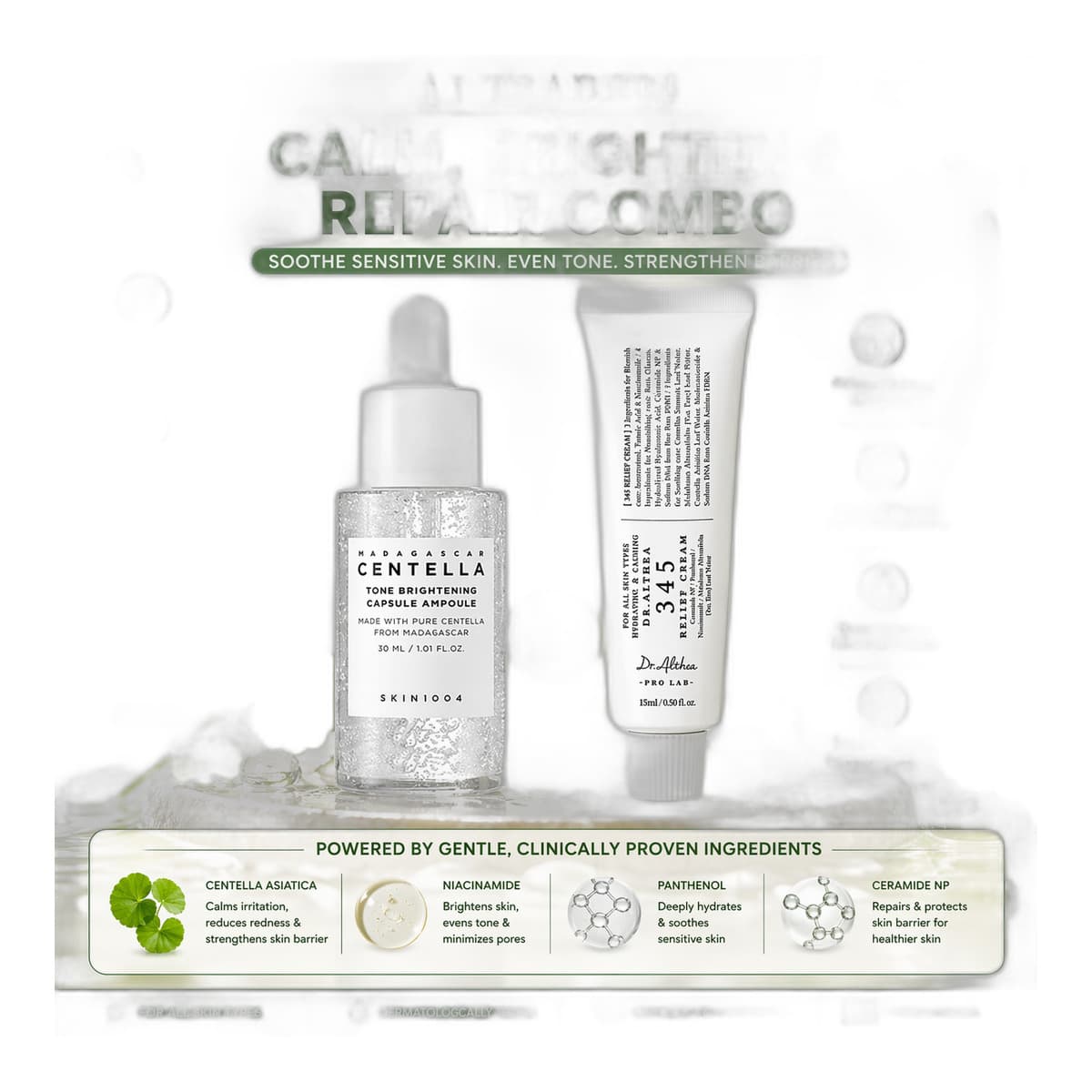 Dr. Althea 345 Relief Cream 15ml + SKIN1004 Centella Tone Brightening Ampoule 30ml Combo - Emart Skincare Bangladesh