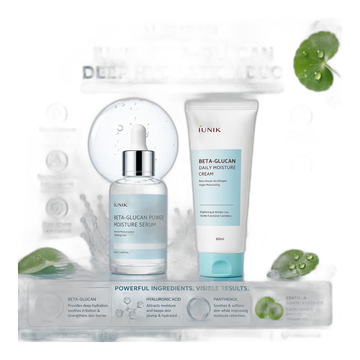 IUNIK Beta-Glucan Deep Hydration Duo cream 60ml+serum 50ml - Emart Skincare Bangladesh