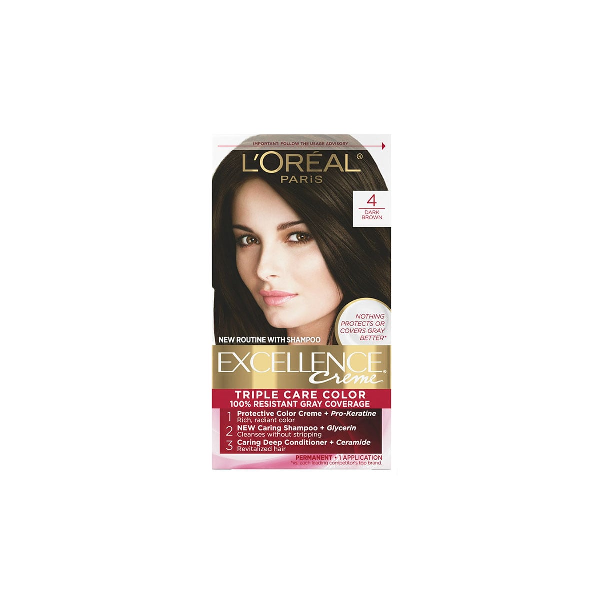 LOreal Paris Excellence Creme Permanent Hair Color Dark Brown 4