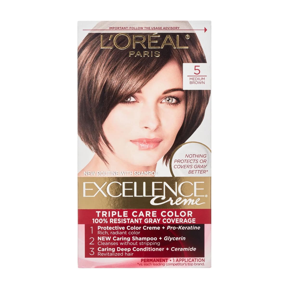 LOreal Paris Excellence Creme Permanent Triple Care 5 Medium Brown Hair Color - Emart Skincare Bangladesh