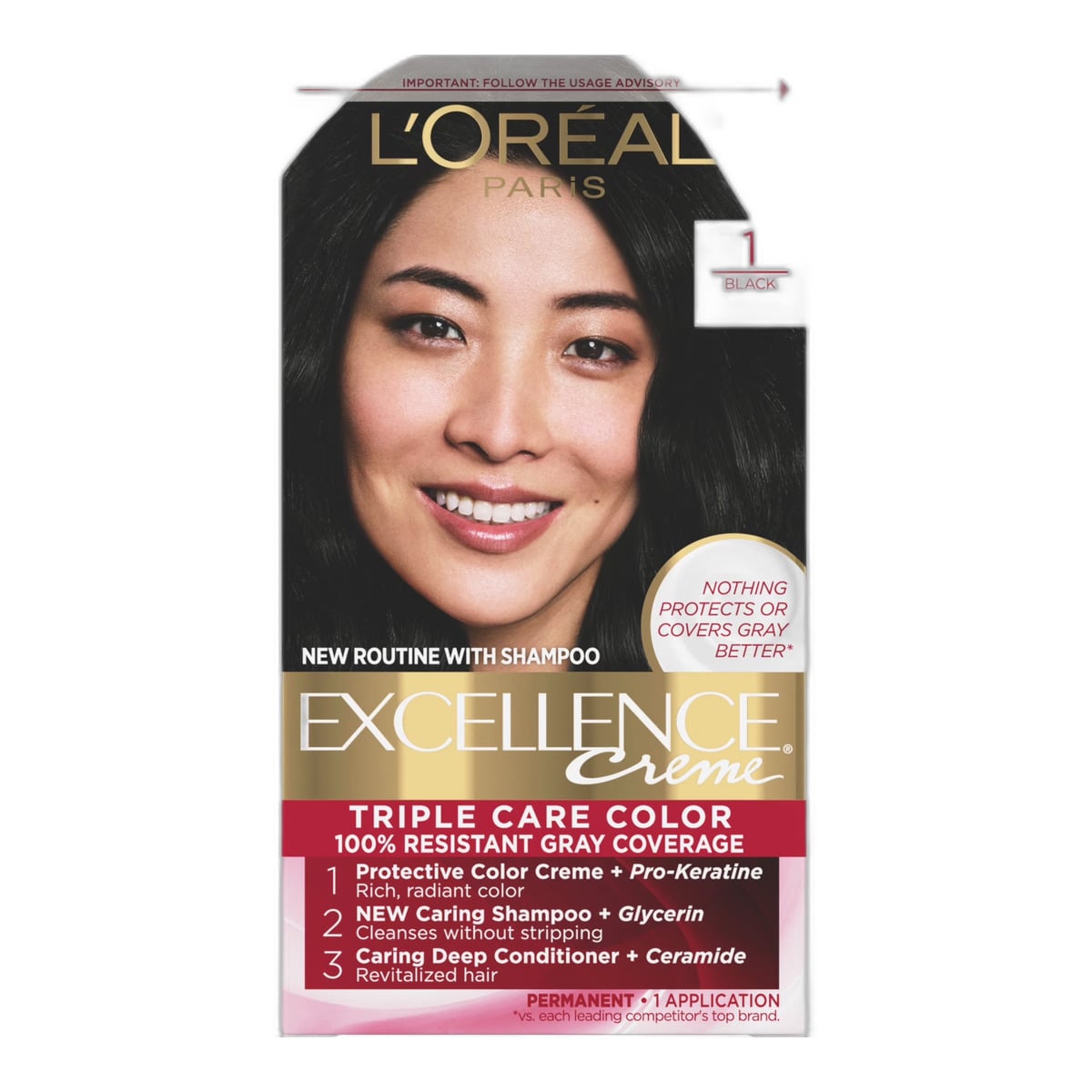 L’Oreal Paris Excellence Triple Protection Permanent Hair Color 1 Black
