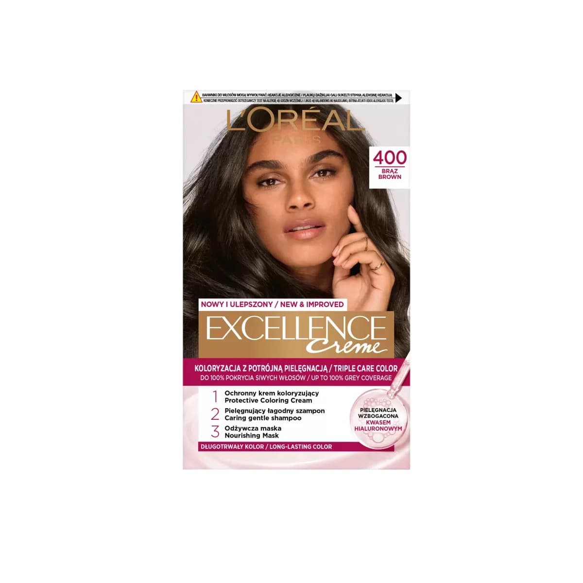 L’Oréal Paris New & Improved Excellence Creme permanent hair dye 400 Brown - Emart Skincare Bangladesh