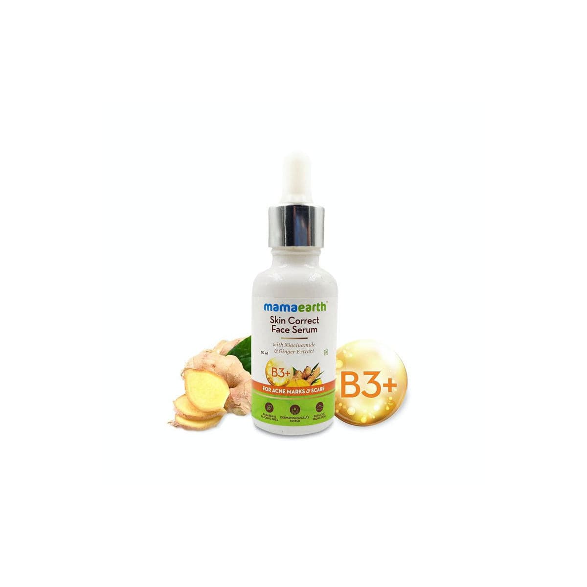Mamaearth skin correct face serum with niacinamide and ginger extract for acne marks & scars – 30ml - Emart Skincare Bangladesh