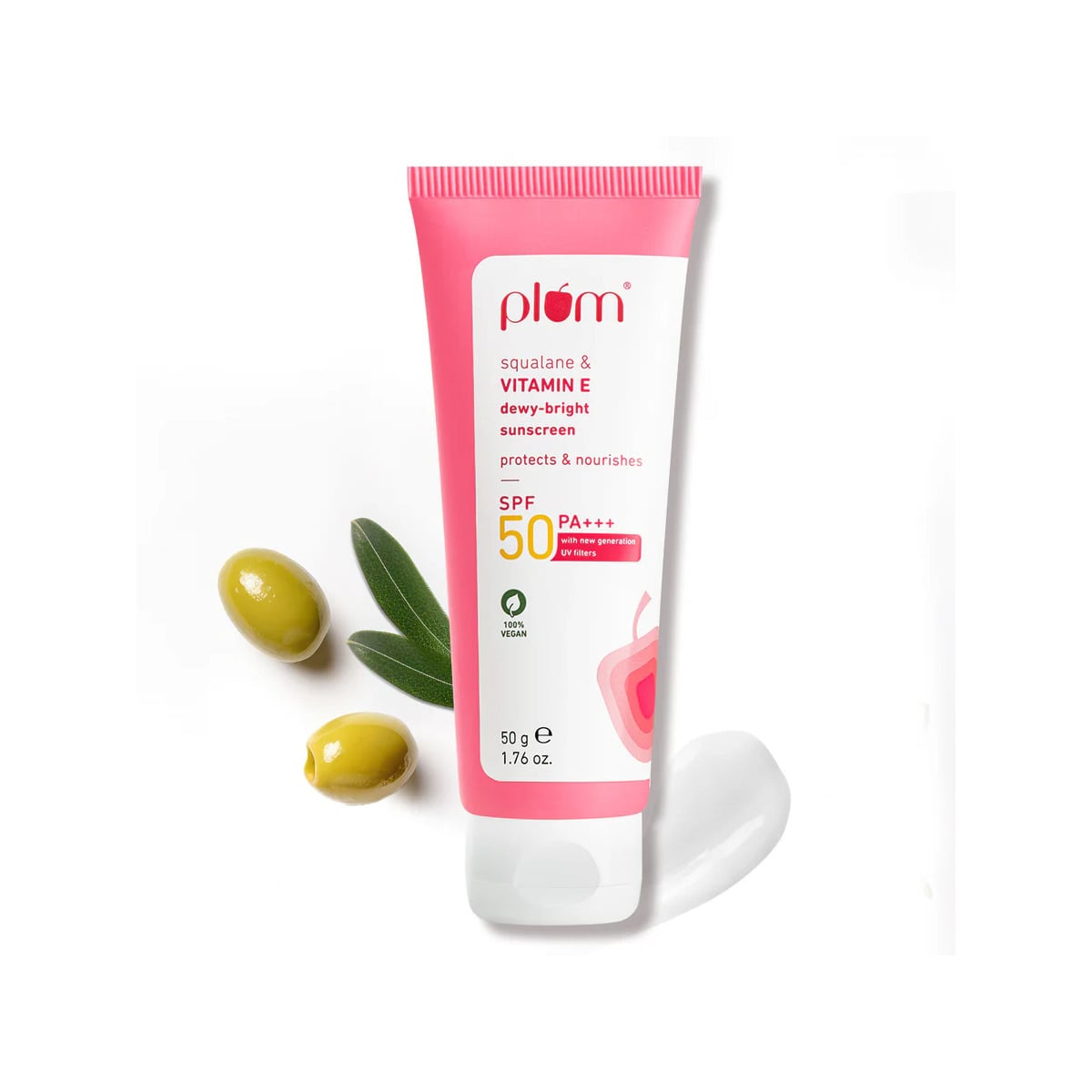 plum Squalane & Vitamin E SPF 50 PA+++ Dewy-Bright Sunscreen-50 gram
